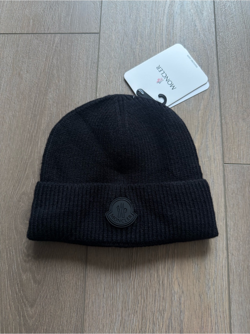 Moncler Black Logo Beanie